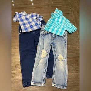 Bundle of 4 boys size 2T jeans and shirts Haus of Jr True Religion